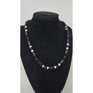 Jay King DTR Sterling Silver 925 Black Onyx & Freshwater Pearl Beaded Necklace
